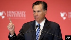 FILE - Former Republican presidential candidate Mitt Romney weighs in on the Republican presidential race during a speech at the University of Utah, in Salt Lake City, March 3, 2016.