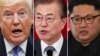 Donald Trump, Moon Jae In et Kim Jong Un.