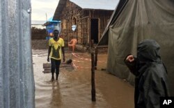 FILE - Flooding is seen after heavy rains at the Lietchuor refugee camp in the Gambella region of Ethiopia.