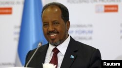 Le président somalien Hassan Cheikh Mohamoud lors d'une conférence de presse à Istanbul, Turquie, le 23 février 2016.