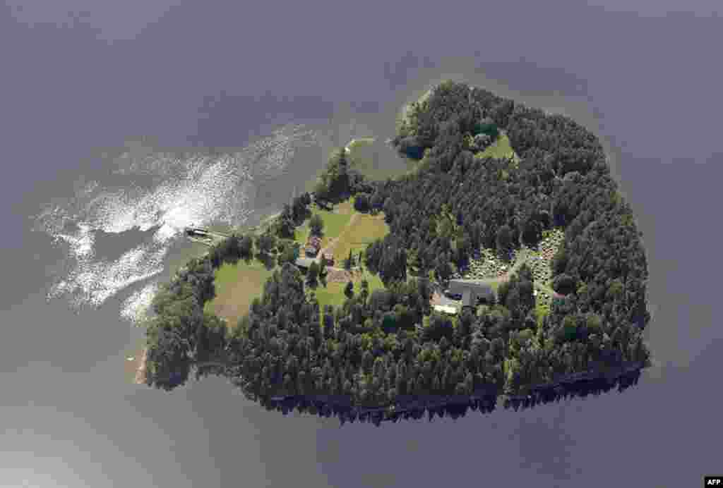 An aerial view of Utoya Island, Norway taken Thursday, July 21, 2011. Police say they are sending anti-terror police to a youth camp outside Oslo after reports of a shooting there following the bomb blast at the government headquarters. The news site VG r