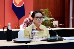 Menteri Luar Negeri RI Retno Marsudi memberikan konferensi pers secara virtual (courtesy: Kemlu RI)