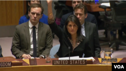 Bà Nikki Haley, đại sứ Mỹ ở Liên Hiệp Quốc.