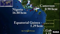 This map shows gas flare activity around Nigeria as of July 3, 2012.