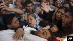 24일 팔레스타인 가자 지구에서 이스라엘의 공습으로 사망한 하마스 대원.