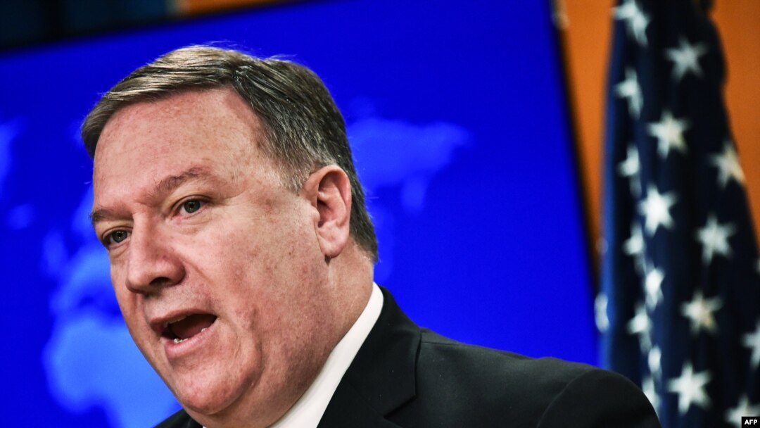 Menlu AS, Mike Pompeo di Kantor Departemen Luar Negeri AS, Washington DC, 29 Mei 2018.