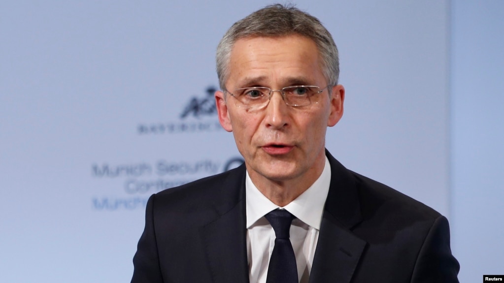 NATO Secretary General Jens Stoltenberg speaks at the Munich Security Conference in Munich, Germany, Feb. 16, 2018.