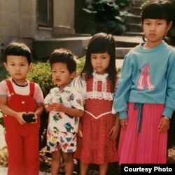 Khemarey Khoeun, far right, as a young girl. (Courtesy of Khoeun)