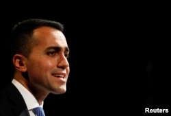 5-Star Movement leader Luigi Di Maio speaks during a political rally in Naples, Italy, February 12, 2018.