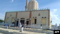 View of the Rawda mosque, roughly 40 kilometers west of the North Sinai capital of El-Arish, following a gun and bombing attack, on Nov. 24, 2017.
