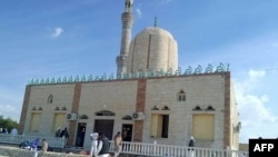 View of the Rawda mosque, roughly 40 kilometers west of the North Sinai capital of El-Arish, after a gun and bombing attack, on Nov. 24, 2017.