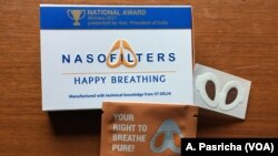 The Nasofilter, developed by a team of young innovators at the Indian Institute of Technology, New Delhi, consists of a thin membrane which fits inside the nose. 