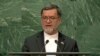 سرور دانش، معاون دوم رئیس جمهور افغانستان حین ایراد بیانیه در مجمع عمومی ملل متحد