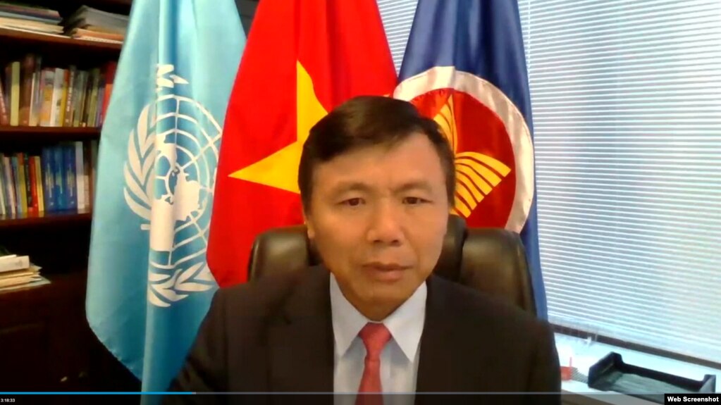 Đại sứ Việt Nam tại LHQ Đặng Đình Qúy, phát biểu trực tuyến ngày 26/8/2020. Photo UN WebTV.