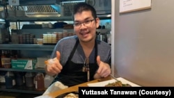 Yuttasak Tanawan, "Chef Tang" during his live show on social media in Washington,DC. Oct 2020.