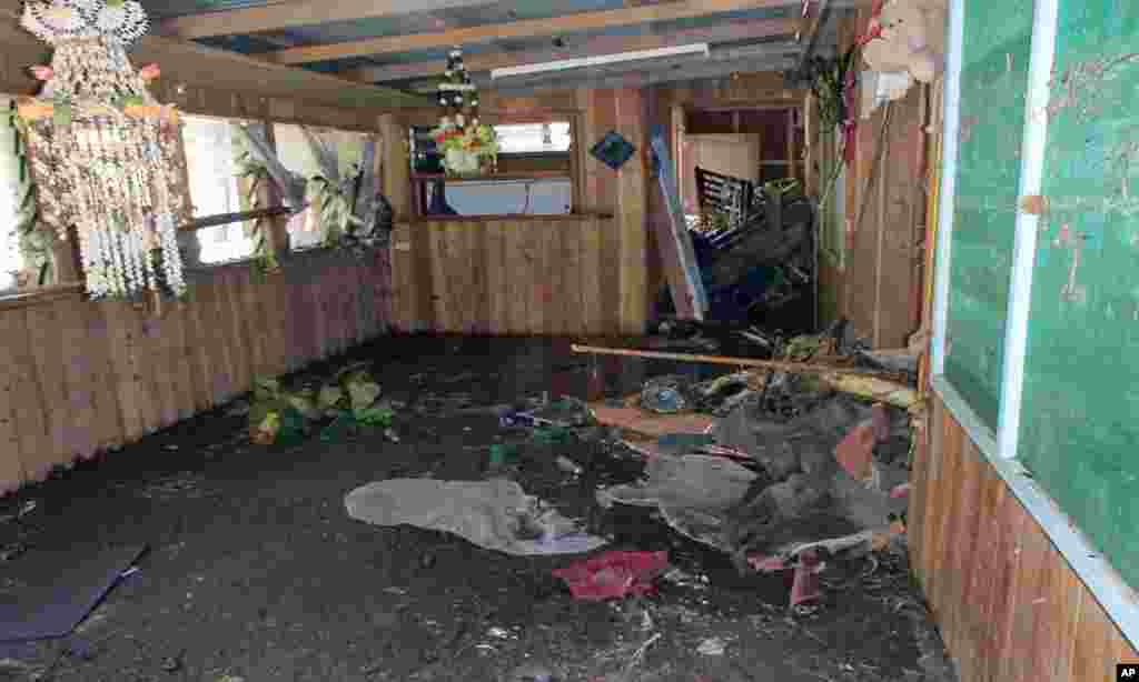 A badly damaged home is seen following a tsunami, Lata, Temotu province, Solomon Islands, Feb. 6, 2013. (World Vision)