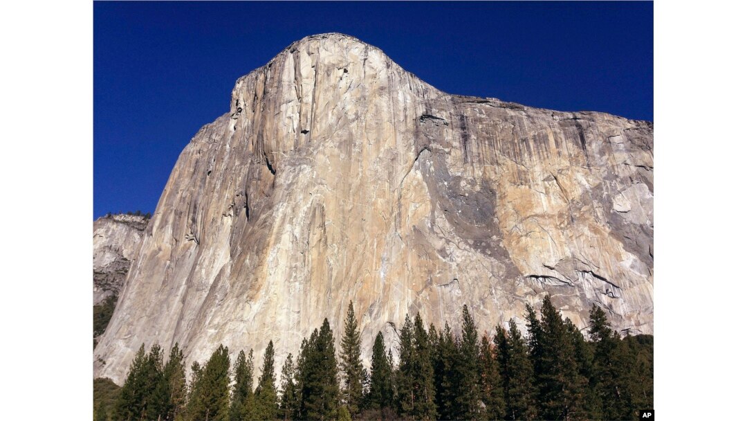 FILE - El Capitan, a 3,000-foot wall of sheer granite, is seen in Yosemite National Park, Calif., Jan. 14, 2015.
