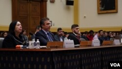 Christine Levinson, Babak Namazi and Omar Zakka testify at a House Foreign Affairs subcommittee hearing, March 7, 2019, about the status of their loved ones, detained or missing in Iran.