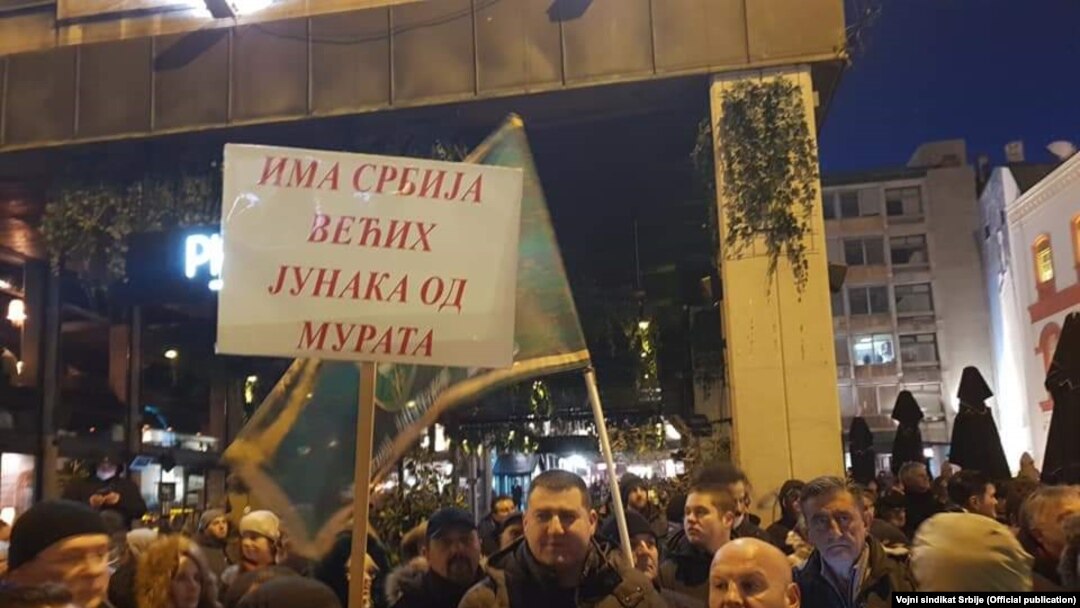 Članovi Vojnog sindikata Srbije na protestu, Foto: Official publication