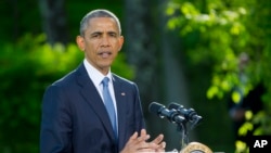 President Barack Obama speaks during a news conference after meeting with Gulf Cooperation Council leaders and delegations at Camp David in Maryland. 