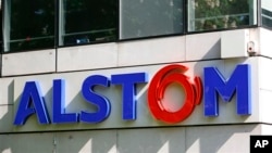 FILE - View of Alstom headquarters outside Paris.