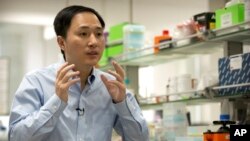 FILE - He Jiankui speaks during an interview at a laboratory in Shenzhen in southern China's Guangdong province. 