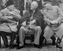 A lighter moment in Yalta as Churchill smokes a cigar