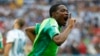 Nigeria's Ahmed Musa celebrates after scoring his team's second goal against Argentina during their 2014 World Cup Group F soccer match at the Beira Rio stadium in Porto Alegre June 25, 2014.