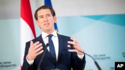 Austrian Chancellor Sebastian Kurz, of the Austrian People's Party, OEVP, addresses the media during a news conference in Vienna, Austria, May 20, 2019. (AP Photo/Michael Gruber) 