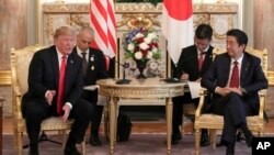 အမေရိကန် သမ္မတ DonaldTrump နဲ့ ဂျပန် ဝန်ကြီးချုပ် Shinzo Abe