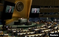 FILE - U.S. Secretary of State John Kerry addresses the opening meeting of the 2015 Review Conference of the Parties to the Treaty on the Non-Proliferation of Nuclear Weapons (NPT) at the United Nations headquarters in New York, April 27, 2015.