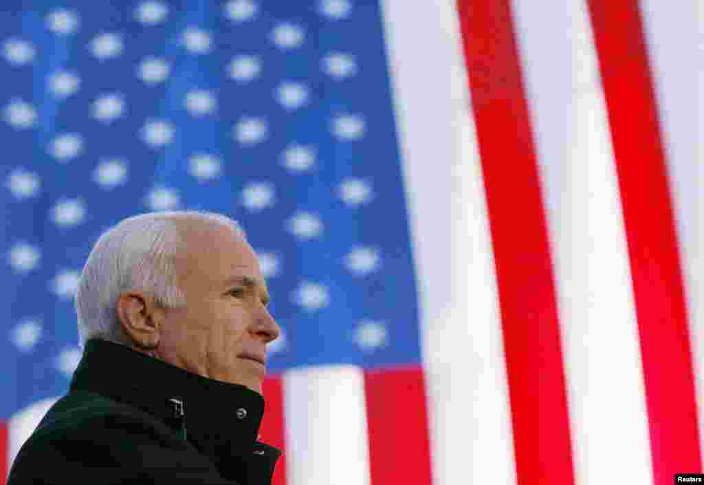 U.S. Republican presidential nominee Senator John McCain (R-AZ) speaks at a campaign rally in Defiance, Ohio October 30, 2008.
