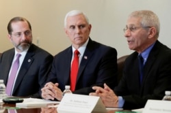U.S. Vice President Mike Pence speaks during a coronavirus task force meeting