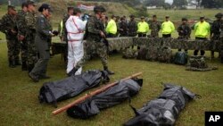 콜롬비아 정부군이 사살한 반군 사체. (자료사진)