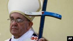 Papa Francisco durante su visita a la isla italiana de Lampedusa. 