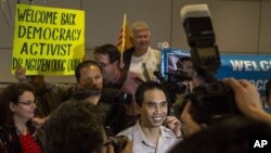 Human rights activist Nguyen Quoc Quan after arriving at Los Angeles International Airport from Vietnam, Jan. 30, 2013.