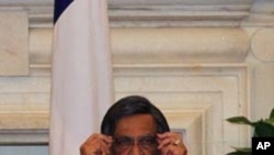 India's Foreign Minister S.M. Krishna listens during a press conference with his French counterpart in New Delhi, October 20, 2011.