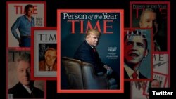 Prezidan-eli Donald Trump pran plas li sou kouvèti Magazin TIME pami divès pèsonalite selèb ki ranpòti tit "Moun de Lane" pou travay pozitif ou negatif yo. (Foto via @TIME sou Twitter).