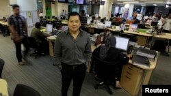 FILE - Hary Tanoesoedibjo, CEO of MNC Group, stands in the MNC editorial office in Jakarta, May 25, 2012.