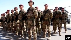 Italian soldiers with the NATO-led International Security Assistance Force (ISAF) Sept, 10, 2013. (AP Photo/Hoshang Hashimi)