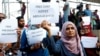 Des manifestants demandant la libération des opposants emprisonnés à Malé, Maldives, le 9 février 2018.