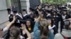 Students celebrate at a Princeton University commencement ceremony.