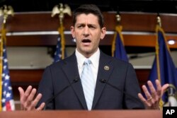 Rep. Paul Ryan, R- Wis., speaks at a news conference following a House Republican meeting, Oct. 20, 2015, on Capitol Hill in Washington. The House Republican caucus is set to formally pick Ryan as its choice for House speaker on Oct. 28.