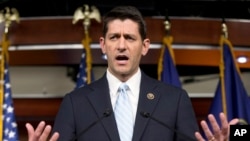 Rep. Paul Ryan, R- Wis., speaks at a news conference following a House Republican meeting, Tuesday, Oct. 20, 2015, on Capitol Hill in Washington.