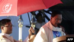 Cardinal Charles Maung Bo celebrates Mass to culminate the International Eucharistic Congress in Cebu City, Philippines in this file image taken on Jan. 31, 2016. (Photo by AFP)