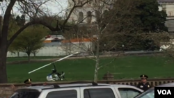 An unauthorized homemade gyrocopter lands on the U.S. Capitol grounds, April 15, 2015.