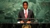 FILE - Zambia's President Edgar Chagwa Lungu addresses the United Nations General Assembly in the Manhattan borough of New York, Sept. 20, 2016. 