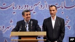 حمید بقایی (راست) و محمود احمدی‌نژاد (چپ)