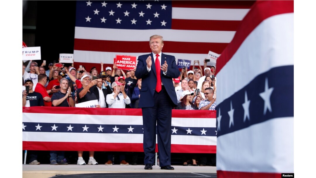 U.S. President Donald Trump on stage during a campaign rally in Panama City, Fla., May 8, 2019.