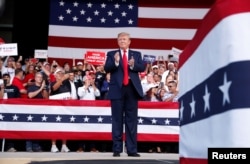 U.S. President Donald Trump on stage during a campaign rally in Panama City, Fla., May 8, 2019.